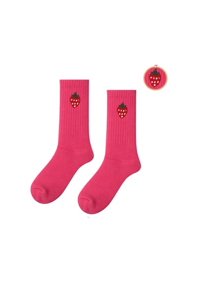 Carnaval Socks Çilek Nakışlı Pembe Renkli Spor Çorap Çok Renkli