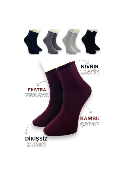Premium 5 Çift Bambu Kadın Lastiksiz Roll Top Soket Dikişsiz Çorap / Iz Bırakmaz / Sıkmayan Çorap Bordo Lacivert Siyah Beyaz Gri Premium 5 Çift Bambu Kadın Lastiksiz Roll Top Soket Dikişsiz Çorap / Iz Bırakmaz / Sıkmayan Çorap Bordo Lacivert Siyah Beyaz Gri