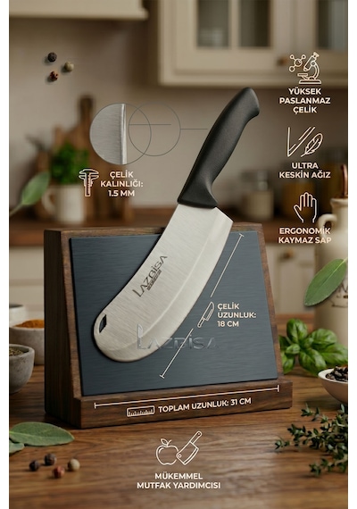 Lazbisa Mft-472 İncisive Serisi Pizza Salata Börek Pide Bıçağı Kıyma Bıçağı 2 Li Set Günlük Kullanım