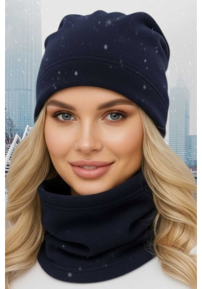 Tezzgelsin Kadın Polar Bere Ve Boyunluk Takımı Lacivert