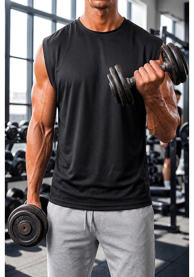 Sapeur Erkek Premium Active Kolsuz Spor Atlet - Ultra Esnek Ve Hızlı Kuruyan Siyah