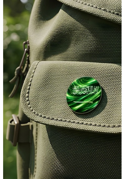 Suudi Arabistan Saudi Arabia Abstract Ülke Bayraklı Buton Rozet - 44 MM 5 Adet Çok Renkli