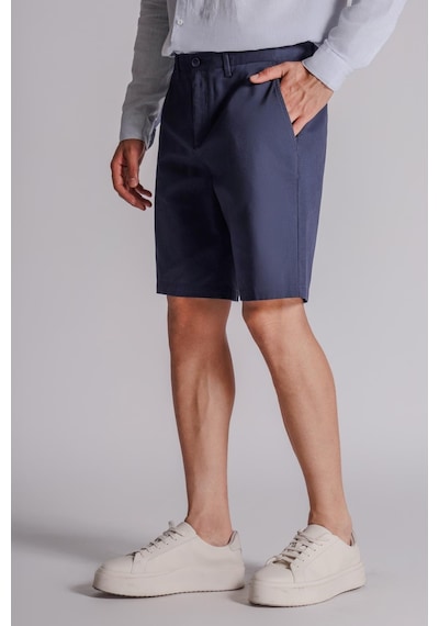 Braccas Erkek Yandan Cepli Klasik Bel Relaxed Fit Chino Şort Lacivert Lacivert