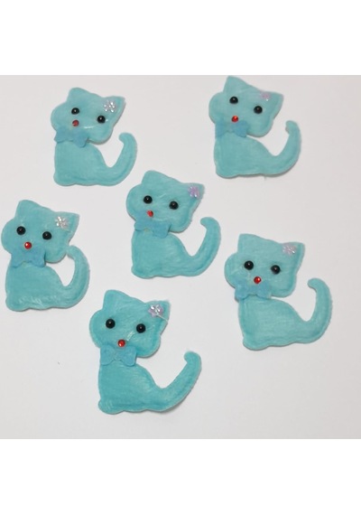 Mavi Kedi Süsleme Kumaş Sticker 25 Adet Mavi