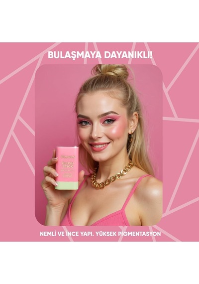 Stick Krem Allık Yumuşak Ve Nemlendirici Formül Yüksek Pigmentasyon Spf50+, Pembe,19gr Çok Renkli