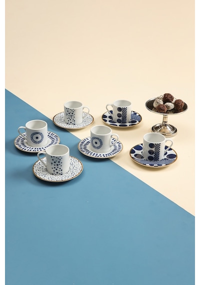 Porland Spotty 6 Kişilik 12 Parça Kahve Fincan Takımı 04ppo000441