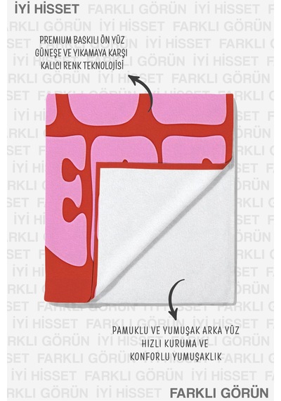 Cool Yazı Temalı Retro Tipografik Plaj Havlusu - Bohem Pembe Kırmızı Hızlı Kuruyan Mikrofiber Havlu Dalgın Ada