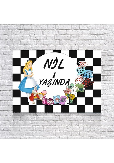 Alice Harikalar Diyarından Doğum Günü Afişi 35x50 Cm
