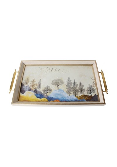 1025 Krem Tepsi 50x31x4 Cm Çok Renkli