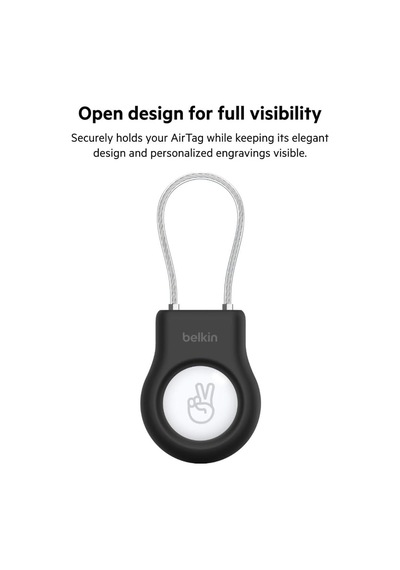 Belkin Airtag Için Örgülü Metal Kablolu Kılıf - Siyah