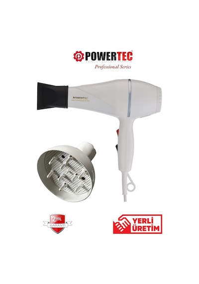 Powertec TR501 + Başlıklı 2500 W Profesyonel Saç Kurutma ve Fön Makinesi + Vigo