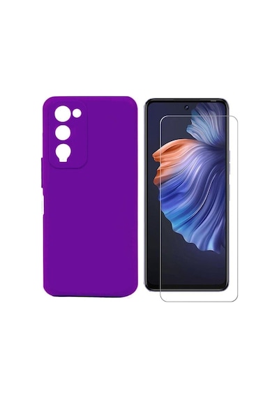 Tecno Camon 18/ 18t/ 18p Kılıf Esnek Soft Tasarım Kılıf Ve Nano Ekran Koruyucu Col177203-mor