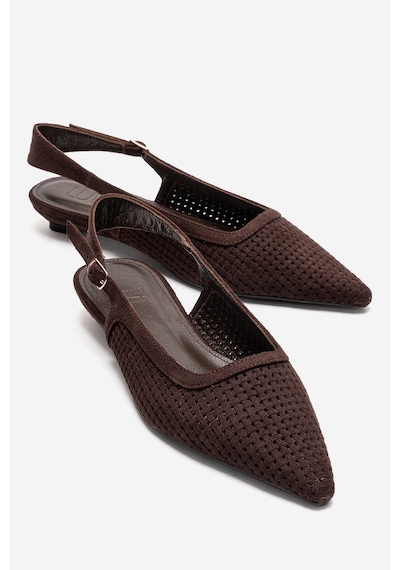 Luvishoes Avıva Kahverengi Süet Sivri Burunlu Kadın Alçak Topuklu Ayakkabı