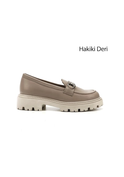 Gönderi(R) Gönderi R Kadın Bej Kalın Topuklu Tokalı Hakiki Deri Loafer Ayakkabı Gdza13424352 Bej