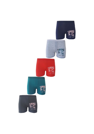 Hepsine Rakip 5li Erkek Çocuk Boxer Renkli Desenli Eğlenceli Rahat Çok Renkli