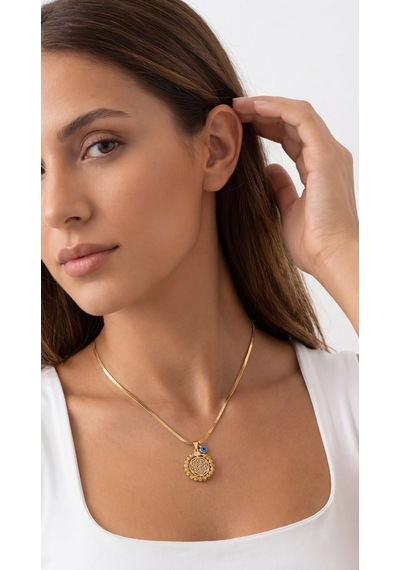 Solis Medallion Kolye Krem
