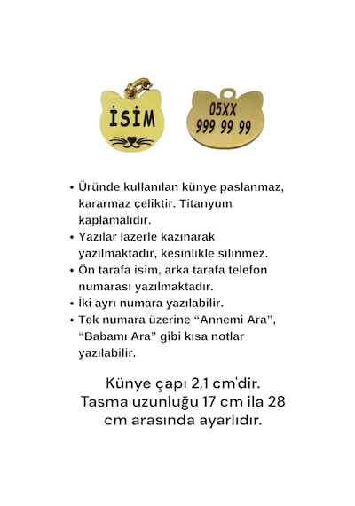 Caramelos Güvenlik Kilitli Kedi Tasması, Isimli Kedi Tasması, Kedi Isimlik, Kedi Künyesi, Safety Click Desen Y22-tek Diğer