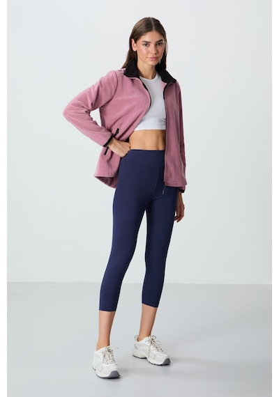 Tommylife Slim Fit 3lü Paket İndigo-gül Kurusu-kahverengi Kadın Kapri Tayt - 93097 Mavi - Mor