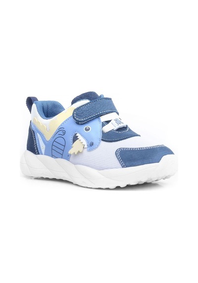 Rakerplus Barefoot Hakiki Deri Krem Lacivert Dinazorlu Cırtlı Çocuk Spor Ayakkabı Krem