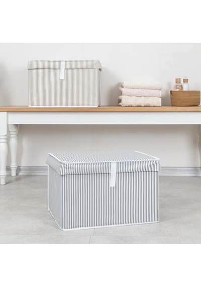 Çok Amaçlı Düzenleyici Kapaklı Sandık Tipi Kutu Hurç Organizer 3 Lü Set Gri, Mini 40 X 30 X 26