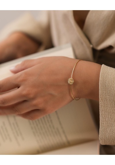Debora Jewelry 14 Ayar Altın Fil Kabartmalı Kelepçe Bileklik