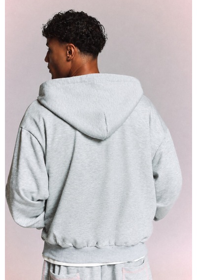 Tarz Cool Erkek 3 İplik Şardonlu Regular Fermuarlı Kapüşonlu Sweatshirt Kalın Kışlık Hoodie Gri