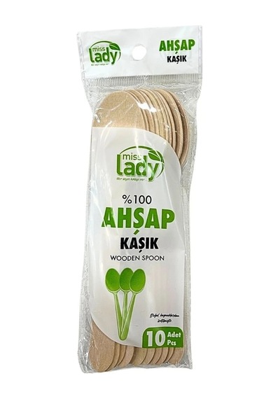10'li Lüks Ahşap Kaşık Çok Renkli