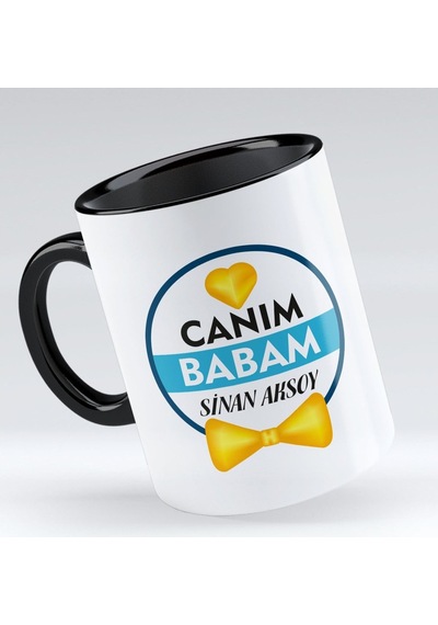Kişiye Özel Canım Babam Tasarımlı Siyah Kupa Bardak - Model 1