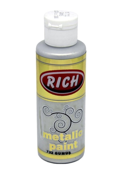 Rich Akrilik Boya Metalik 120 Cc Gümüş 0732 Çok Renkli