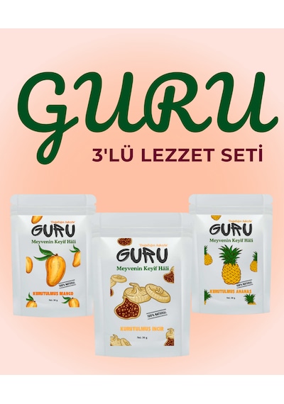 Guru Mango İncir Ananas Kurusu Lezzet Seti 3'lü Guru Mango İncir Ananas Kurusu Lezzet Seti 3'lü
