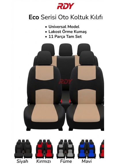 Ecoline Serisi Universal Oto Koltuk Kılıfı Renk-775 Siyah Bej