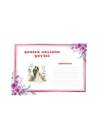 10 Adet Kişiye Özel Gelin Çeyizi Koli Etiketi Sticker A4 Canlı Renkli, Şık Ve Dayanıklı Ürün