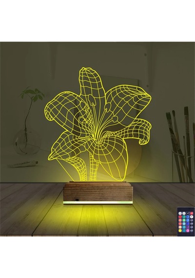 Luvivia Orkide Çiçek 3d Lamba - Masa Gece Lambası Şeffaf