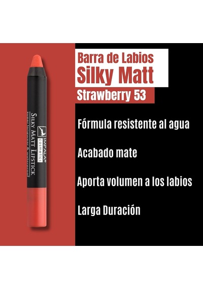 Dudak Kalemi - Silky Matt Lipstick - Uzun Süre Kalıcı & Suya Dayanıklı No 53 Strawberry Çok Renkli