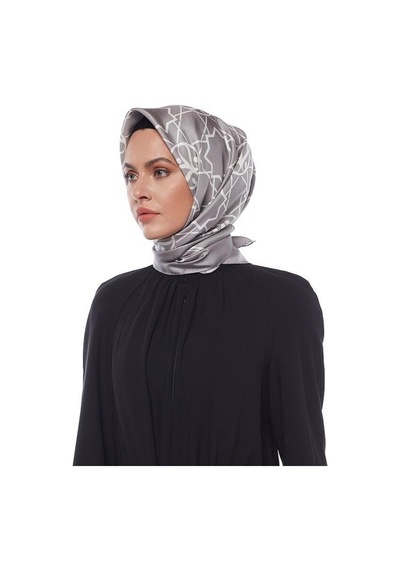 İpekevi Twill İpek Eşarp - Seljuk Monogram - Gri - Gri