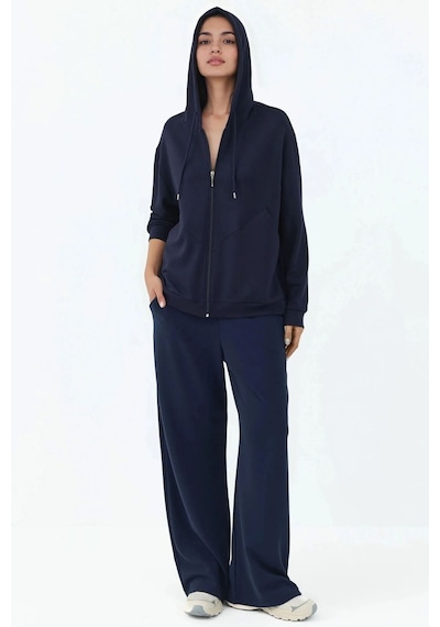 Hiccup Modal Touch Fermuarlı Kapşonlu Sweatshirt Lacivert