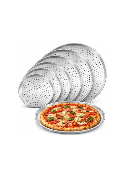Fida Pizza Tavası Delikli Profesyonel 26 Cm Gümüş