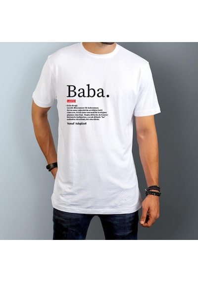 Lügatçe Baba İsme Özel Baskılı Erkek Tişört