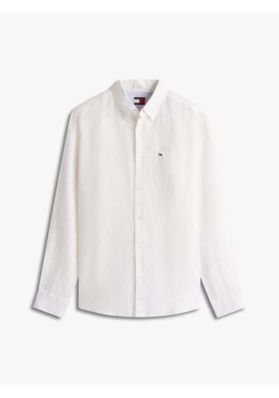 Tommy Hilfiger Tjm Reg Lınen Shırt Erkek Beyaz Gömlek - Dm0dm22760