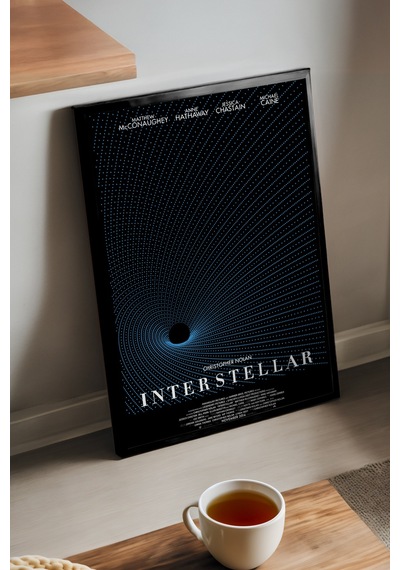 Interstellar Siyah Ahşap Çerçeveli Poster, Dekoratif Film Duvar Tablosu