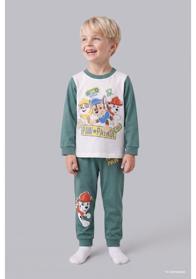 Defacto Paw Patrol 2li Pijama Takımı Uzun Kollu Üst Alt Erkek Bebek I1767a526augn757 Yeşil-gn757