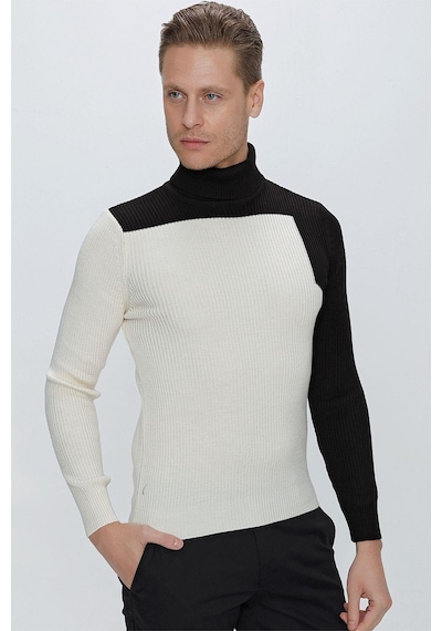 Efor Tr 842 Slim Fit Ekru Klasik Triko Ekru