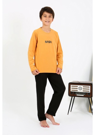Akbeniz Erkek Çocuk Uzun Kol Penye Pijama Takım 20438 Sarı