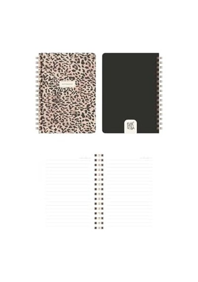 Cep Boy 10x14 Cm Spiralli Çizgili Karton Kapak 3'lü Defter Seti Leopar Çok Renkli