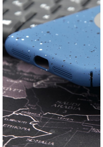 Apple Uyumlu iPhone 11 Uyumlu İnidgo Mavi Benekli Desenli İnce Sert Kapak Kılıf Kamera Lens Korumalı Mavi -