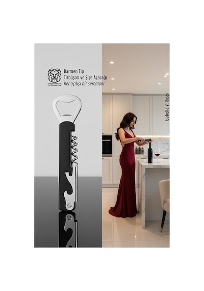 Zenvac Barmen Tip Çelik Profesyonel Tirbüşon Ve Şişe Açacağı Kombine Set 722723 Zenvac29 Renkli