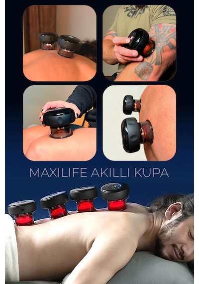Smart Cupper Şarjlı Kupa Çekme Işık Hacamat Masaj Vakum Cihazı Kırmızı