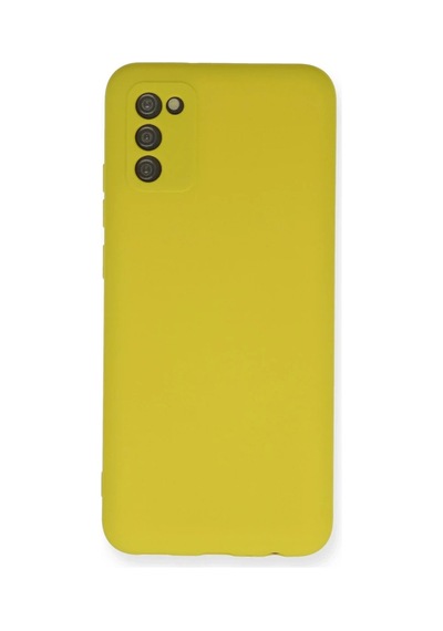 Samsung Galaxy A03s Kılıf Nano İçi Kadife Silikon - Sarı Sari