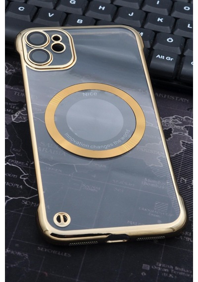 Apple Uyumlu iPhone 11 Uyumlu Altın Sarı Gold Renkli İnce Kenarlı Şeffaf Sert Kapak Kılıf Sarı - Apple Uyumlu iPhone 11 Uyumlu Altın Sarı Gold Renkli İnce Kenarlı Şeffaf Sert Kapak Kılıf Sarı -