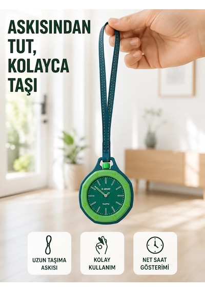 Anahtarlık Ve Sırt Çantası İçin Askılı Charm Analog Saat Yeşil